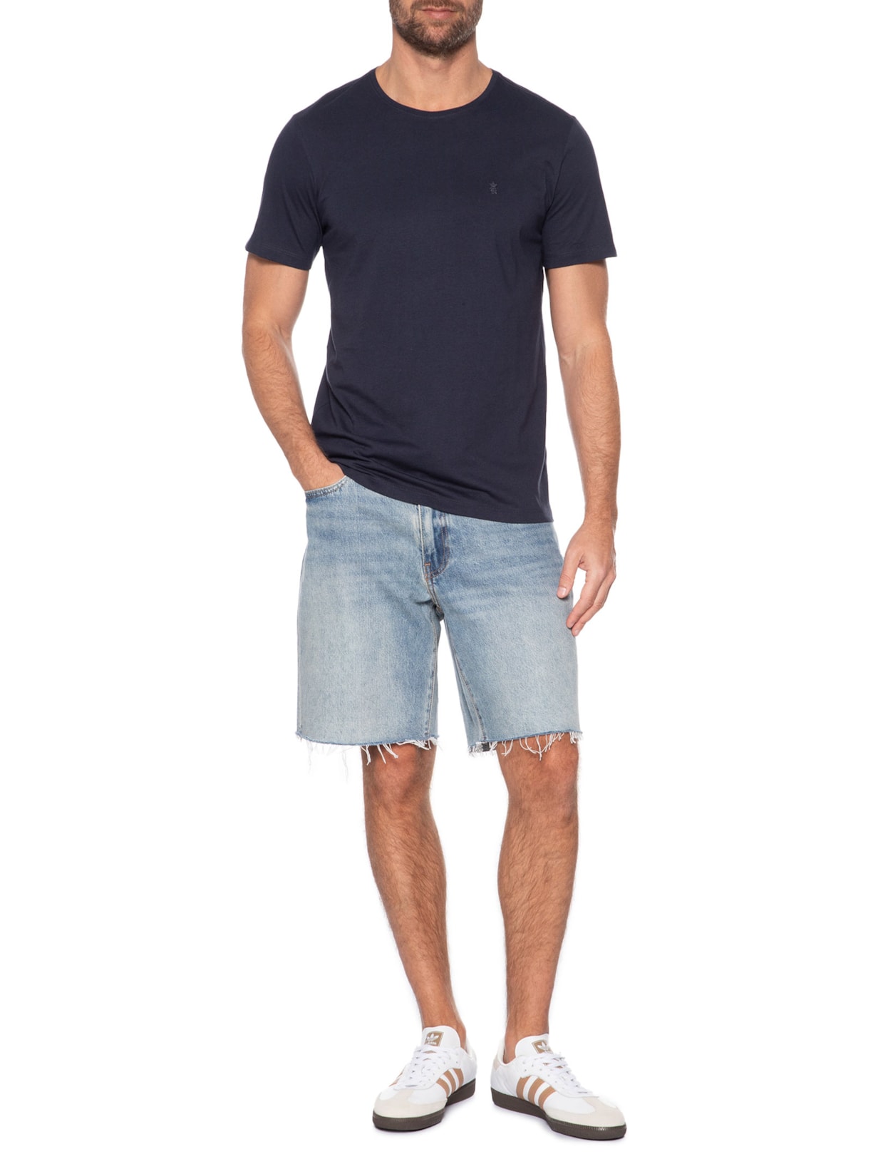 Camiseta Masculina Básica Em Algodão Azul Sergio K