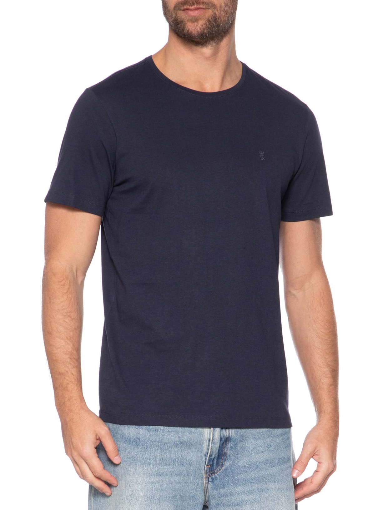 Camiseta Masculina Básica Em Algodão Azul Sergio K