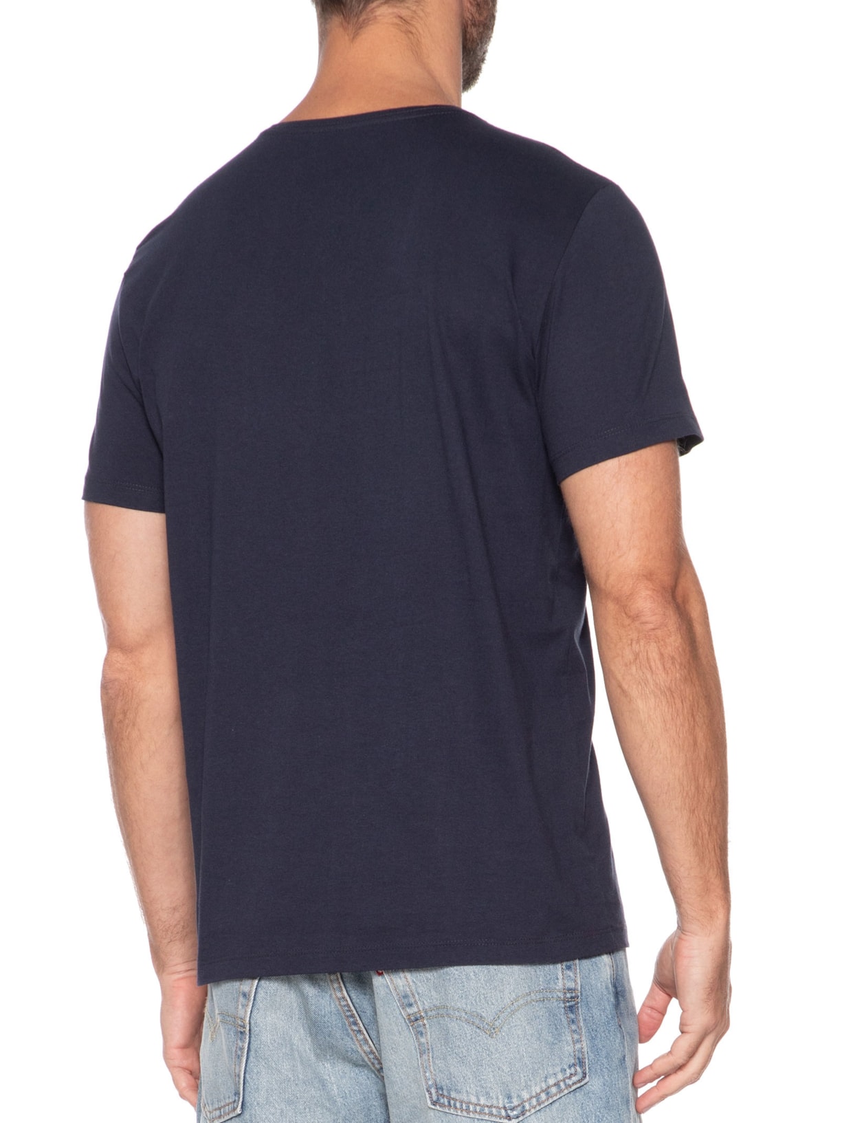 Camiseta Masculina Básica Em Algodão Azul Sergio K