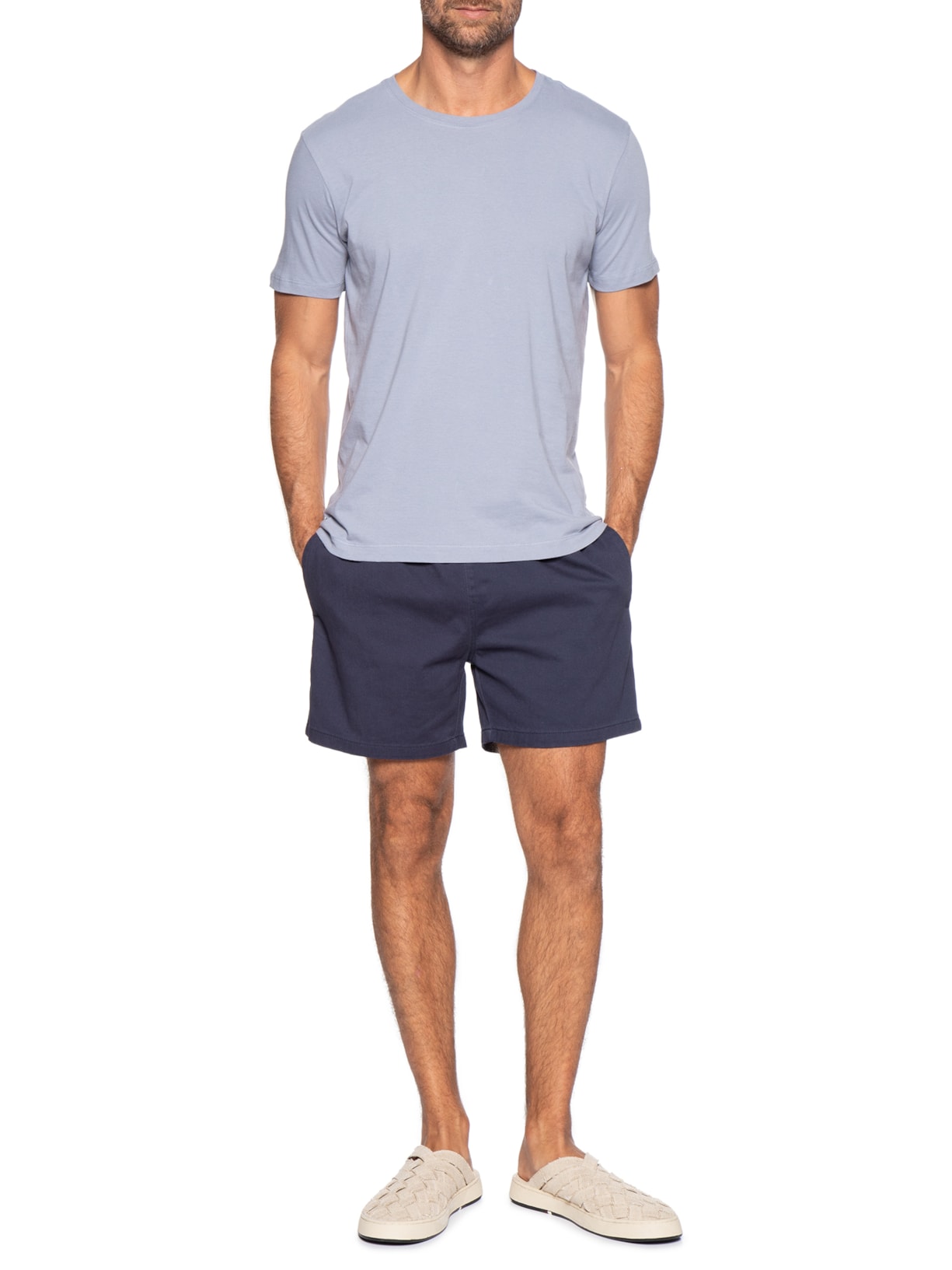 Camiseta Masculina Básica Em Algodão Azul Pineapple