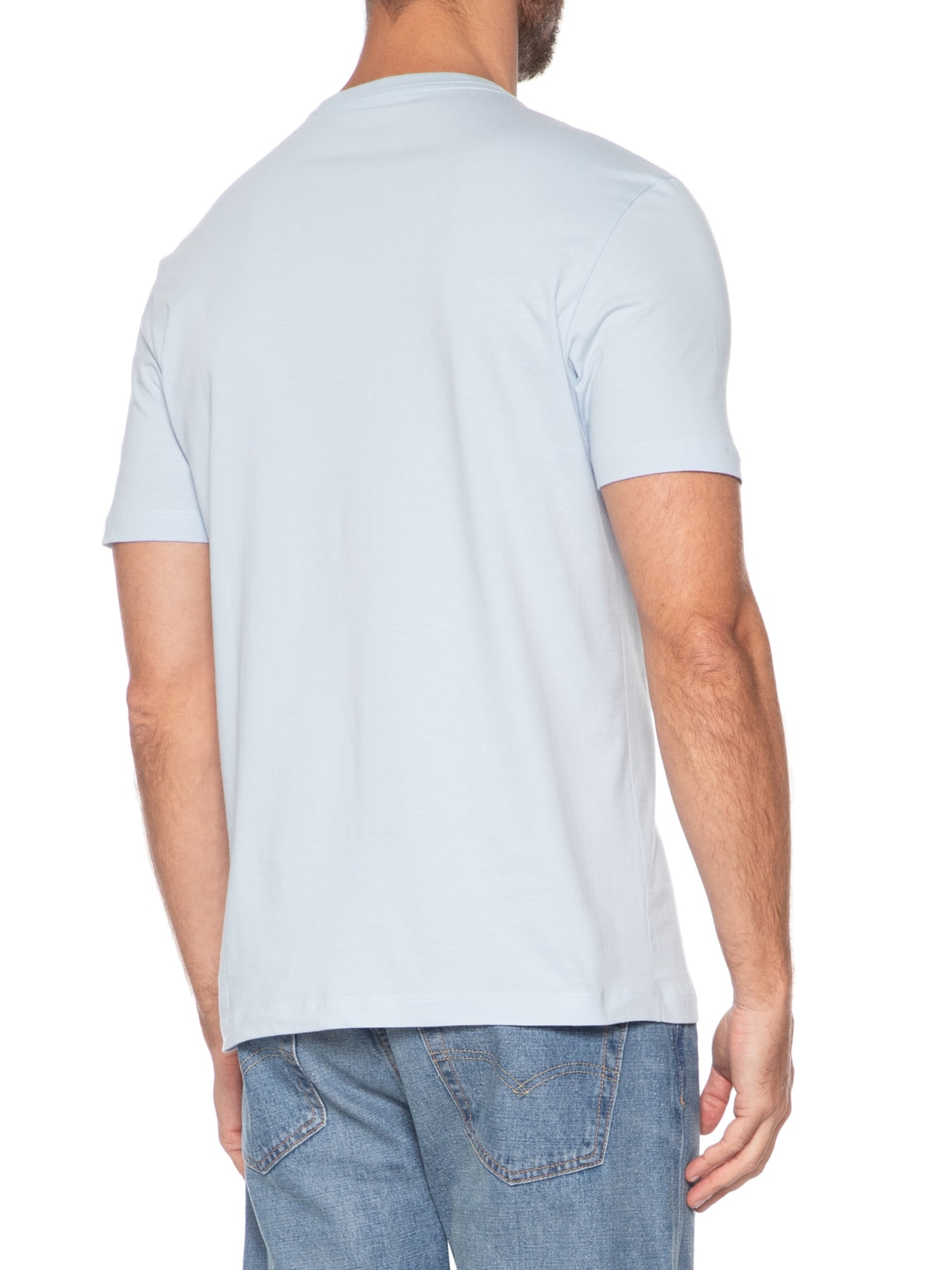 Camiseta Masculina Básica em Algodão Azul Claro Aramis