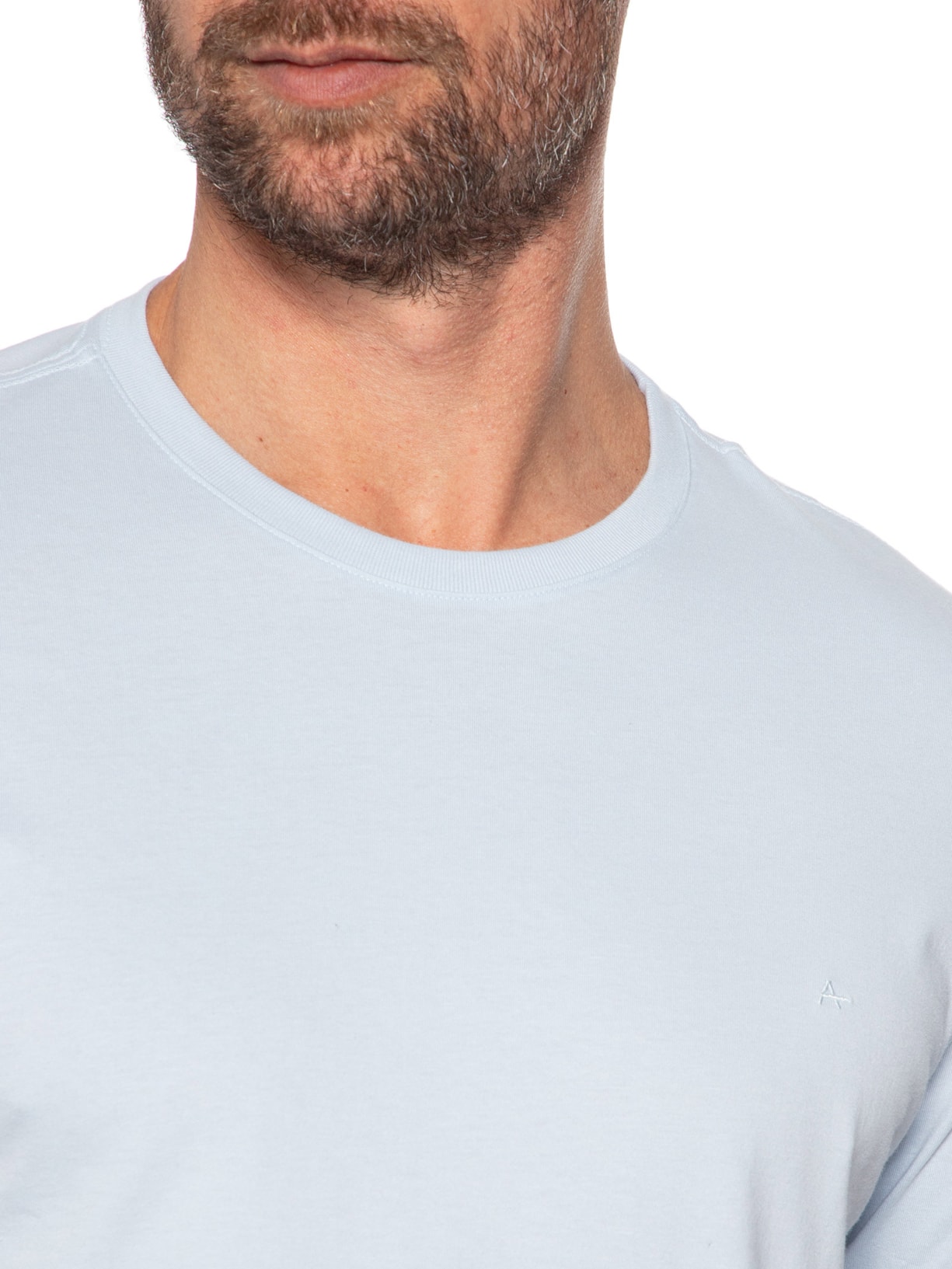 Camiseta Masculina Básica em Algodão Azul Claro Aramis