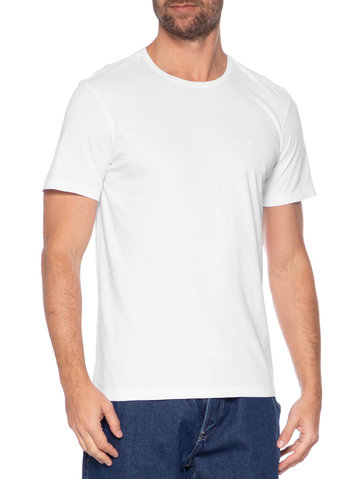 Camiseta Masculina Básica Em Algodão Branco Sergio K
