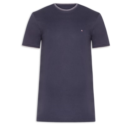 Camiseta Masculina Básica Em Algodão Com Friso - Azul
