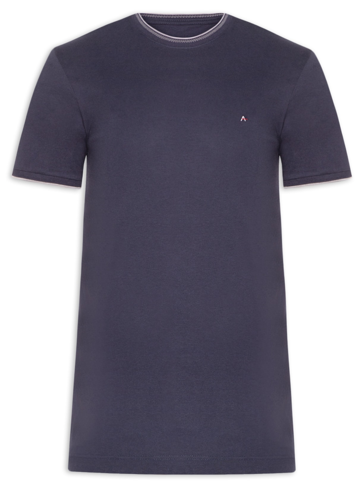 Camiseta Masculina Básica Em Algodão Com Friso - Azul