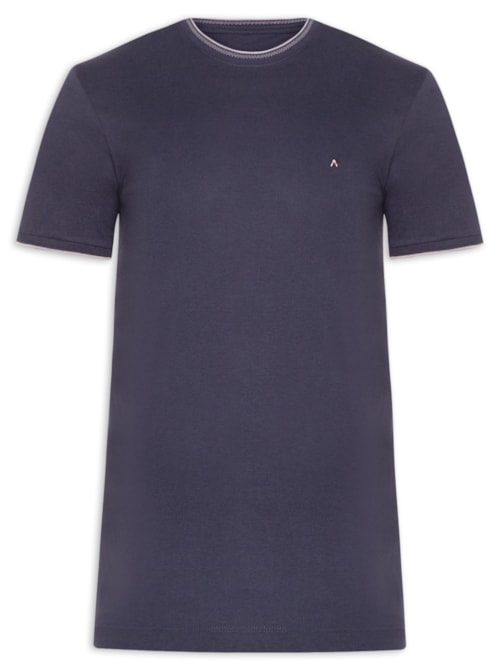 Camiseta Masculina Básica Em Algodão Com Friso - Azul