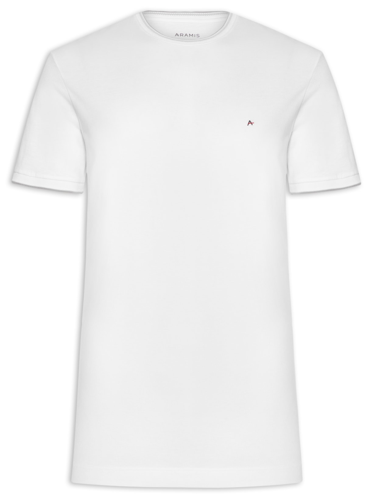 Camiseta Masculina Básica Em Algodão Com Friso Branco Aramis