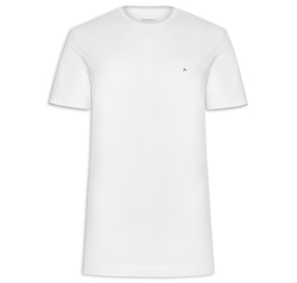 Camiseta Masculina Básica Em Algodão Com Friso - Branco