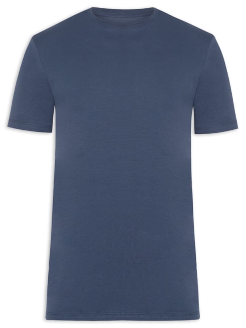 Camiseta Masculina Básica Em Algodão Egípcio Stretch - Azul