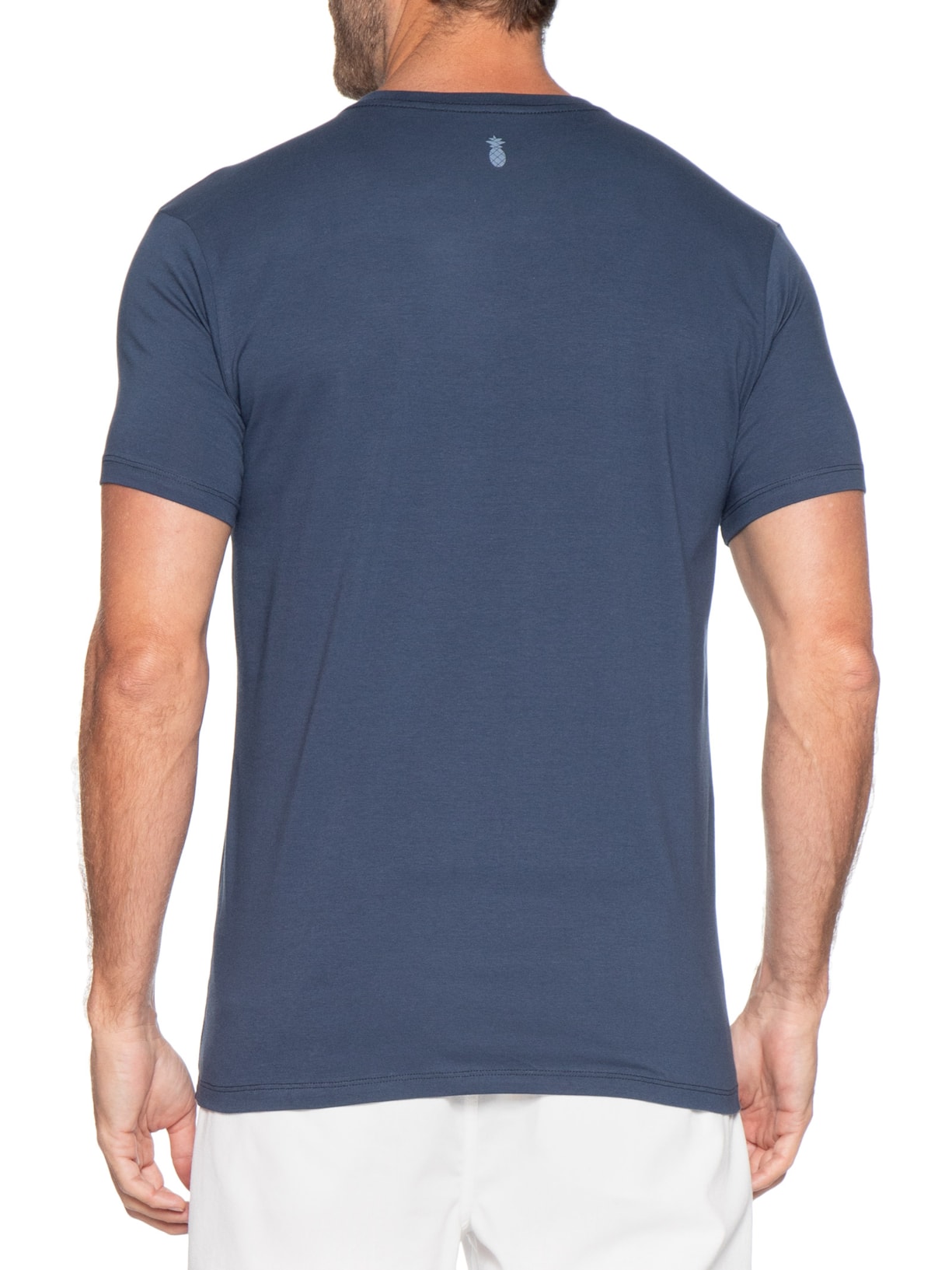 Camiseta Masculina Básica Em Algodão Egípcio Stretch Azul Pineapple