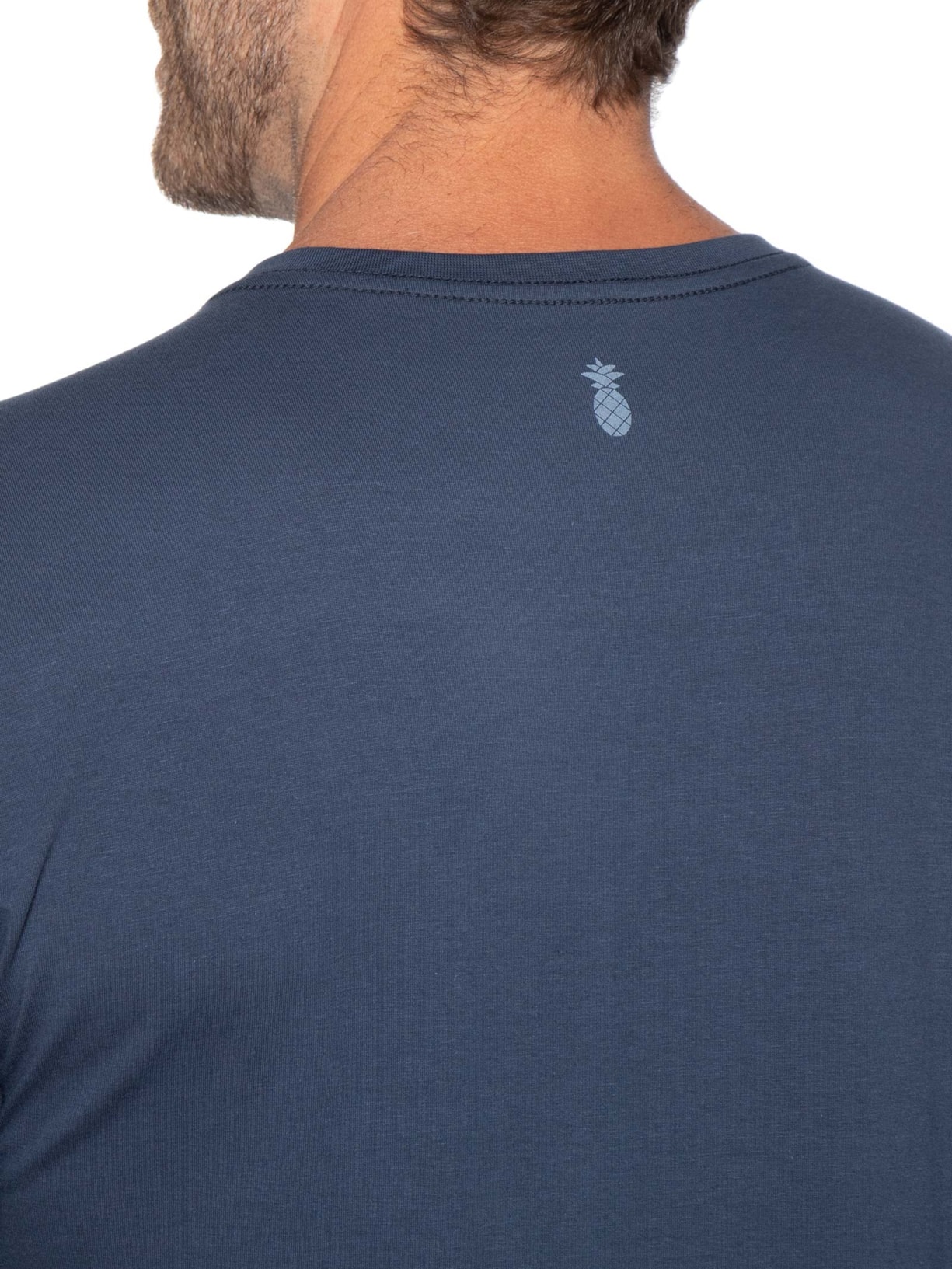 Camiseta Masculina Básica Em Algodão Egípcio Stretch Azul Pineapple