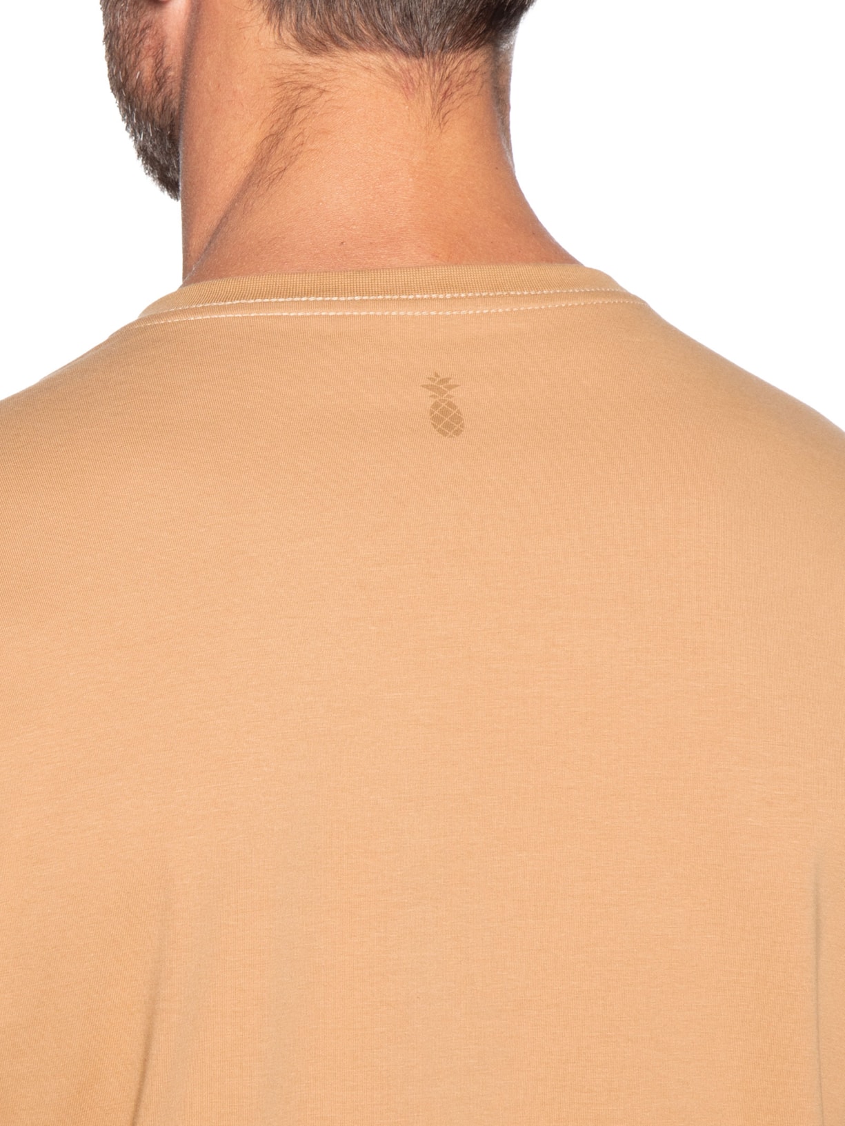 Camiseta Masculina Básica Em Algodão Egípcio Stretch Bege Pineapple