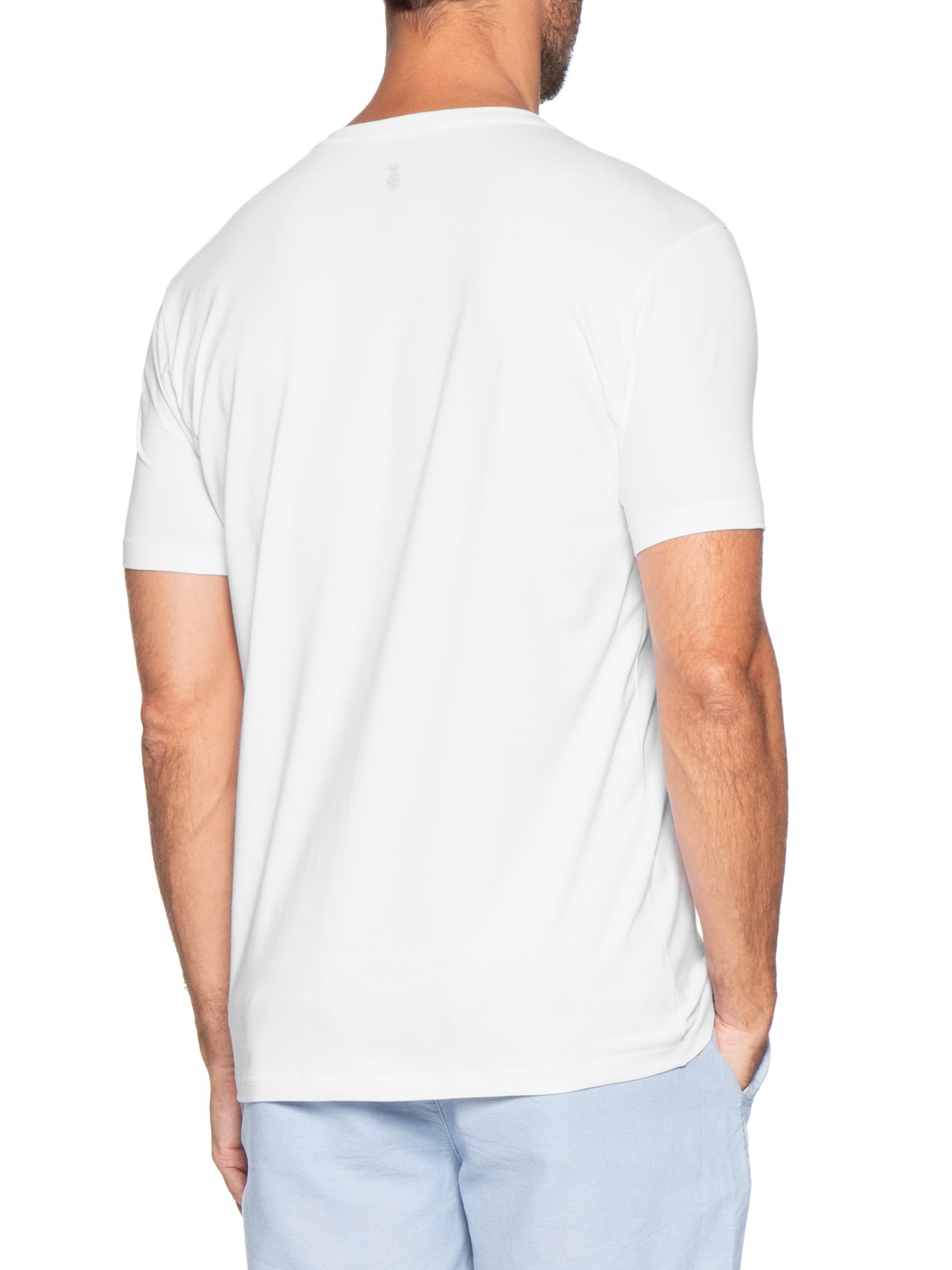 Camiseta Masculina Básica Em Algodão Egípcio Stretch Branco Pineapple