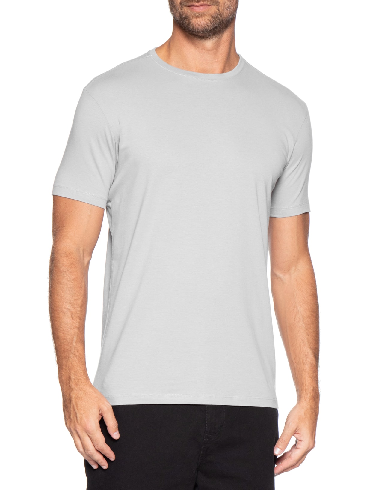 Camiseta Masculina Básica Em Algodão Egípcio Stretch Cinza Pineapple