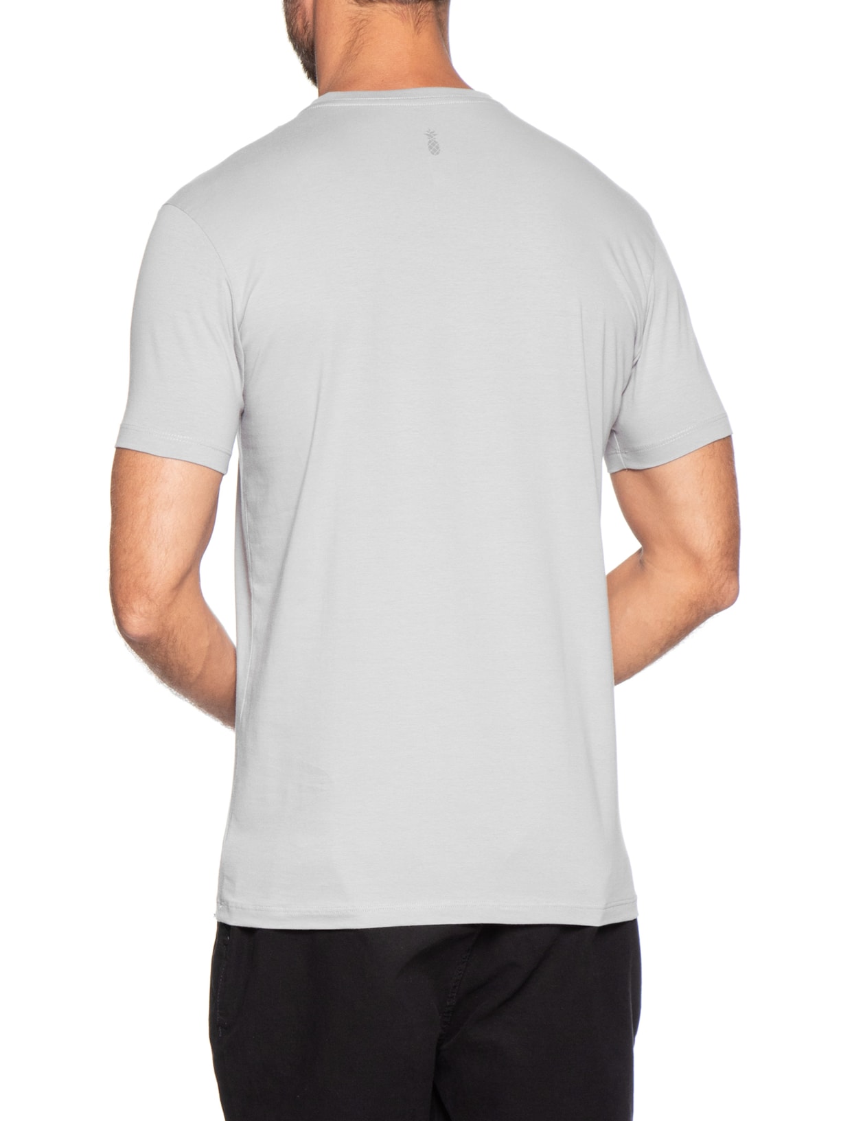 Camiseta Masculina Básica Em Algodão Egípcio Stretch Cinza Pineapple