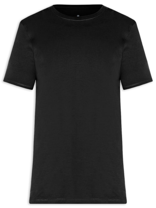 Camiseta Masculina Básica Em Algodão Egípcio Stretch - Preto