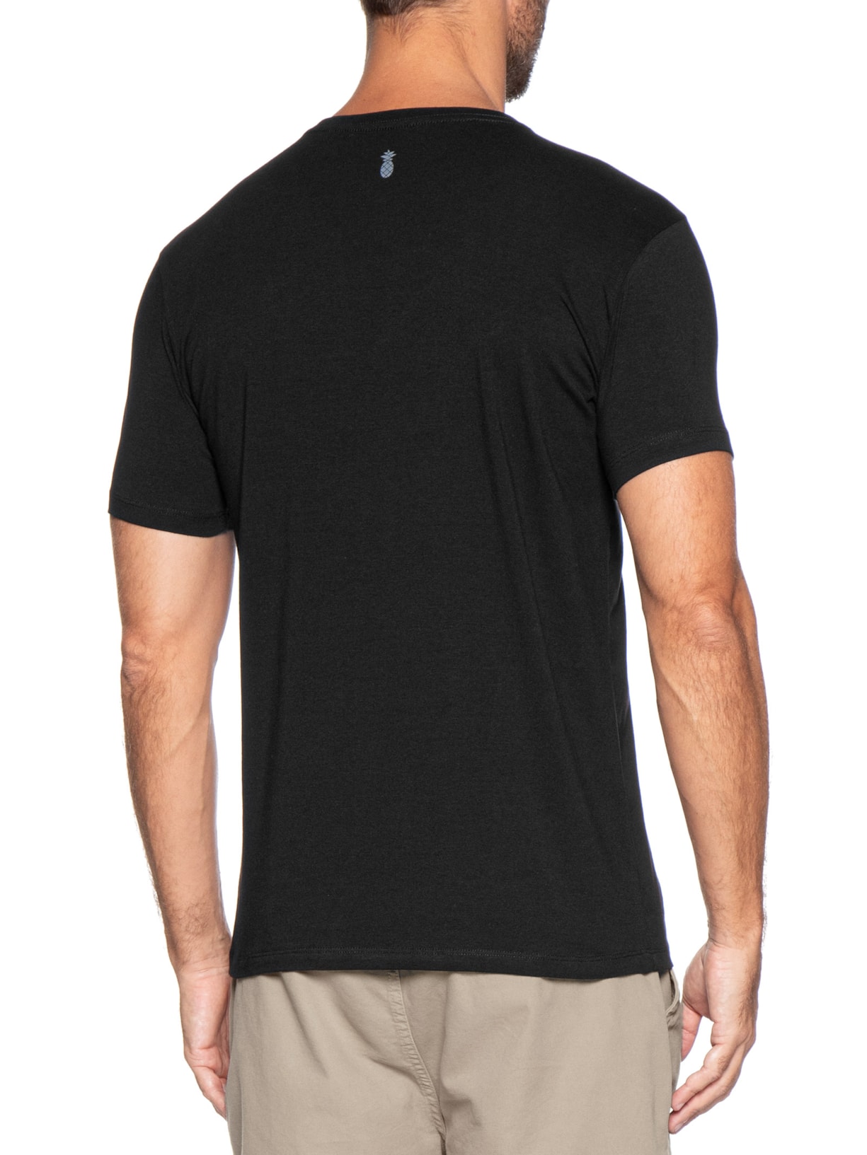 Camiseta Masculina Básica Em Algodão Egípcio Stretch Preto Pineapple