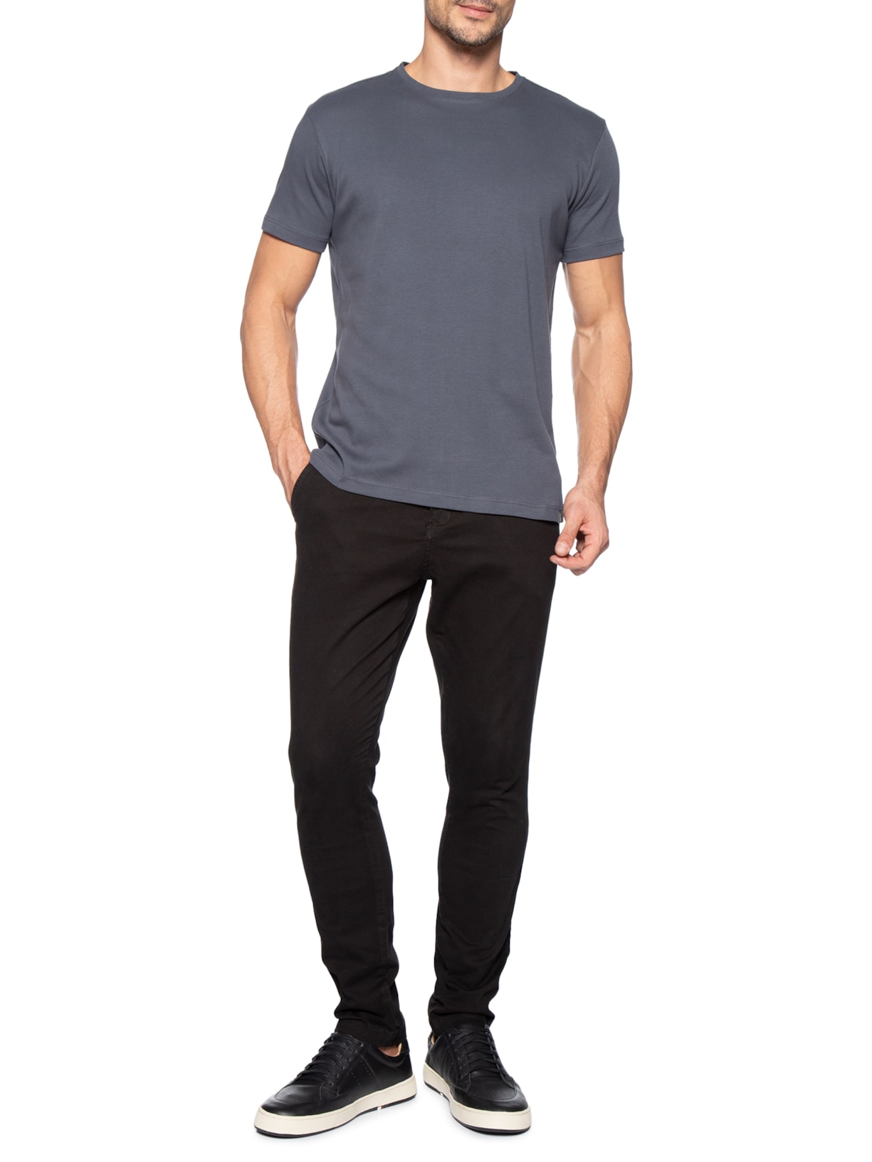 Camiseta Masculina Básica Em Algodão Egípcio Suedine Cinza Pineapple
