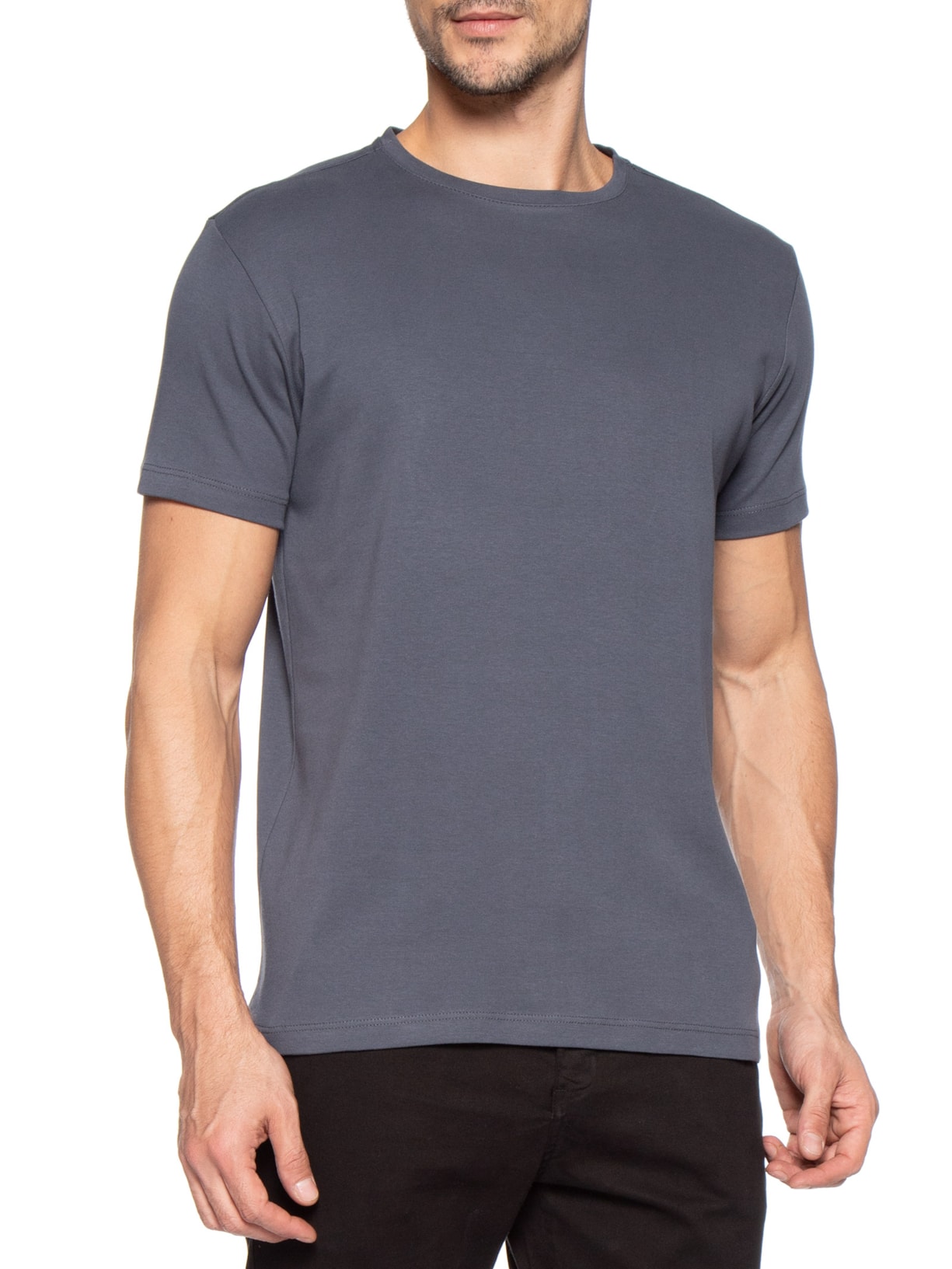 Camiseta Masculina Básica Em Algodão Egípcio Suedine Cinza Pineapple
