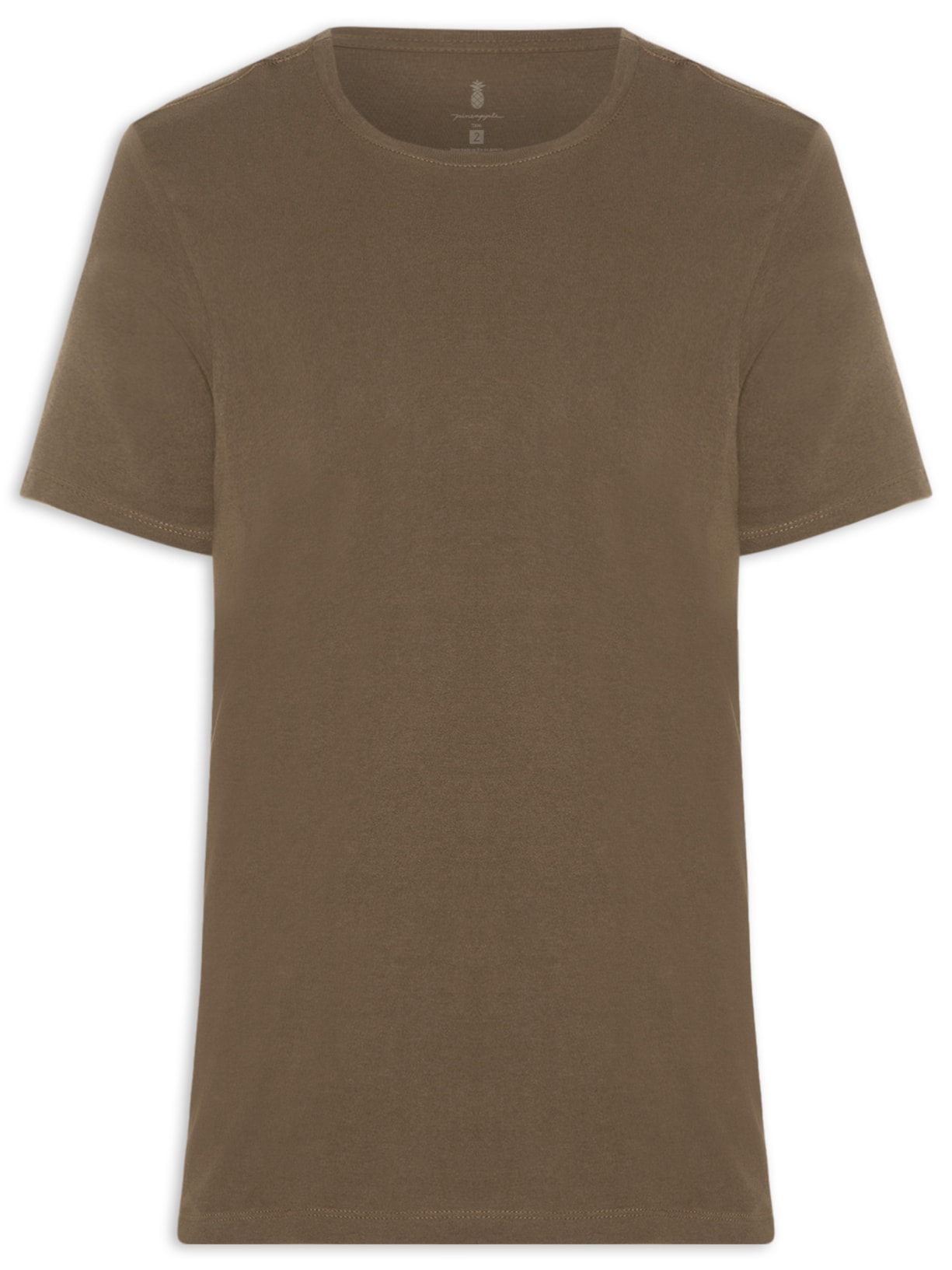 Camiseta Masculina Básica Em Algodão Marrom Pineapple