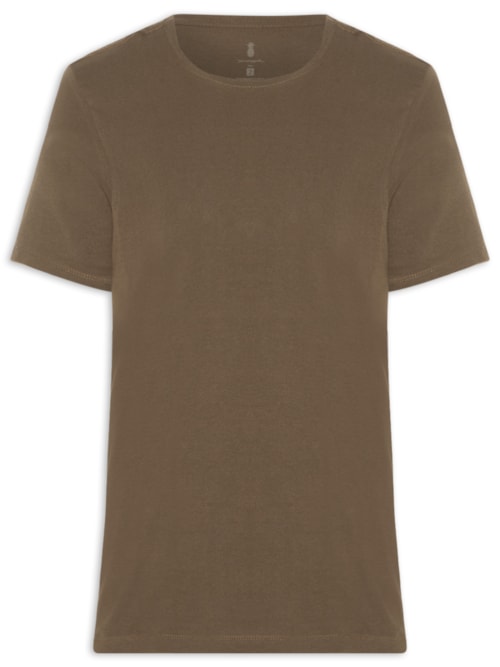 Camiseta Masculina Básica Em Algodão - Marrom