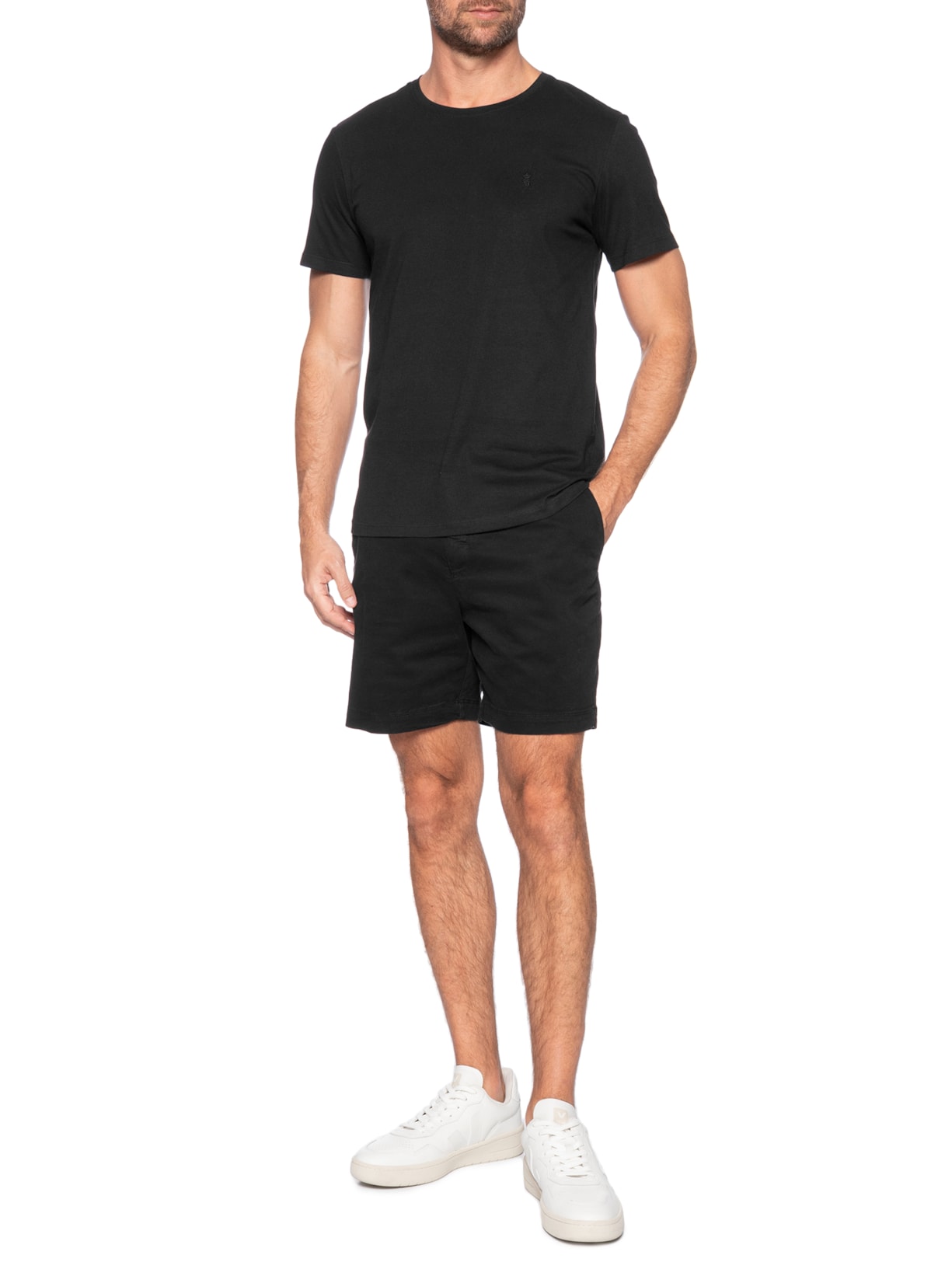 Camiseta Masculina Básica Em Algodão Preto Sergio K