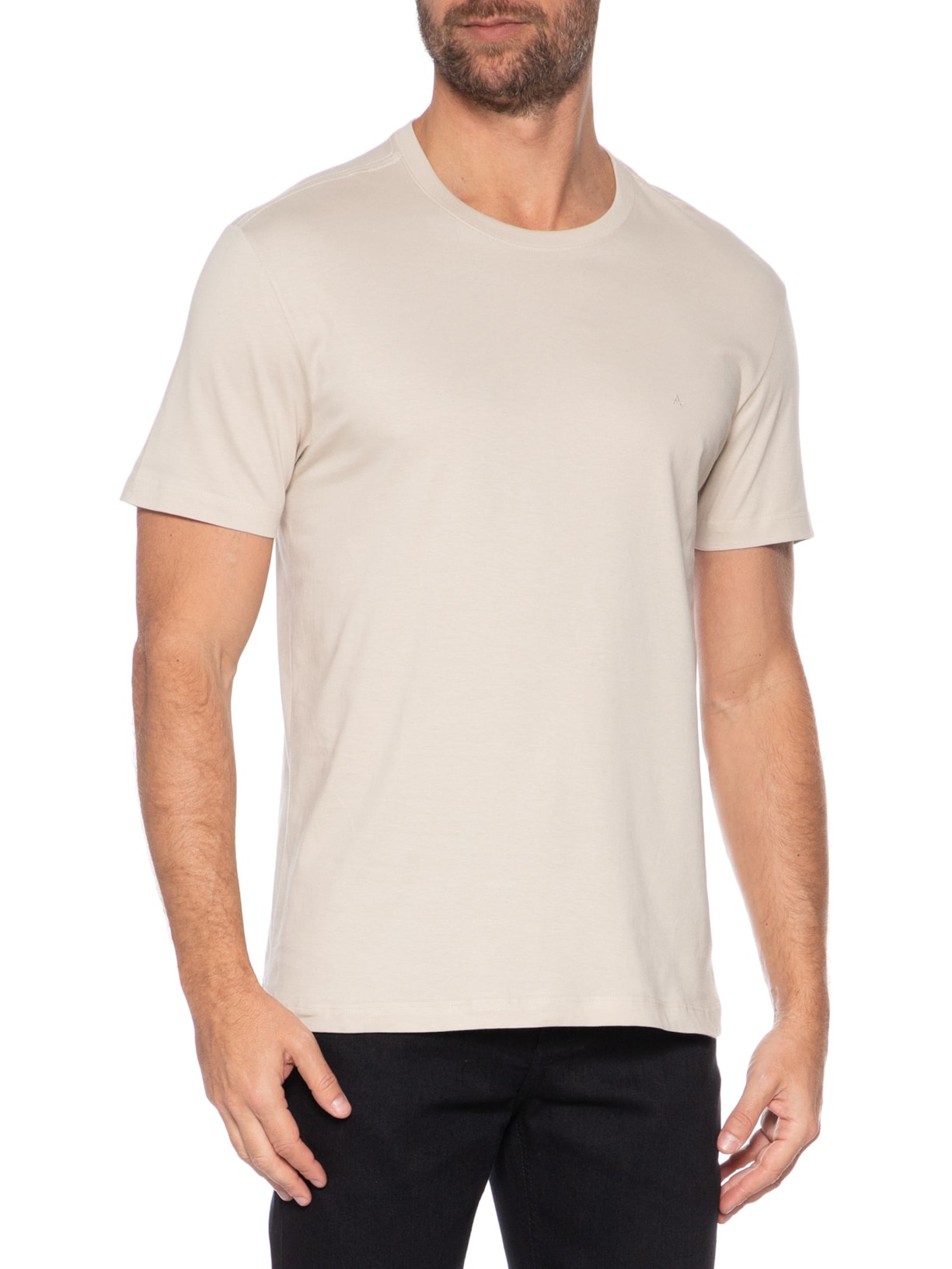 Camiseta Masculina Básica Em Algodão – Bege Aramis