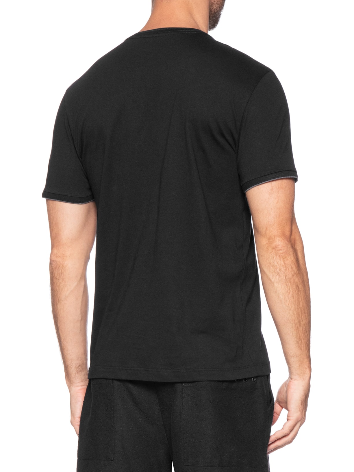 Camiseta Masculina Básica Friso Gola (PA) Preto Aramis