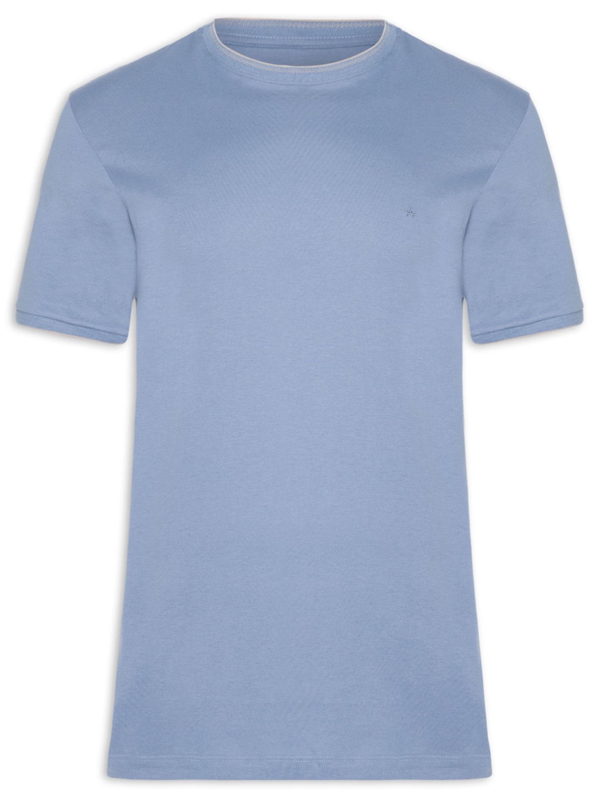 Camiseta Masculina Básica Friso Na Gola Azul Aramis