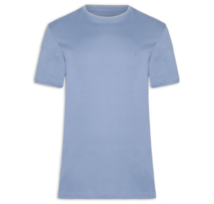Camiseta Masculina Básica Friso Na Gola - Azul