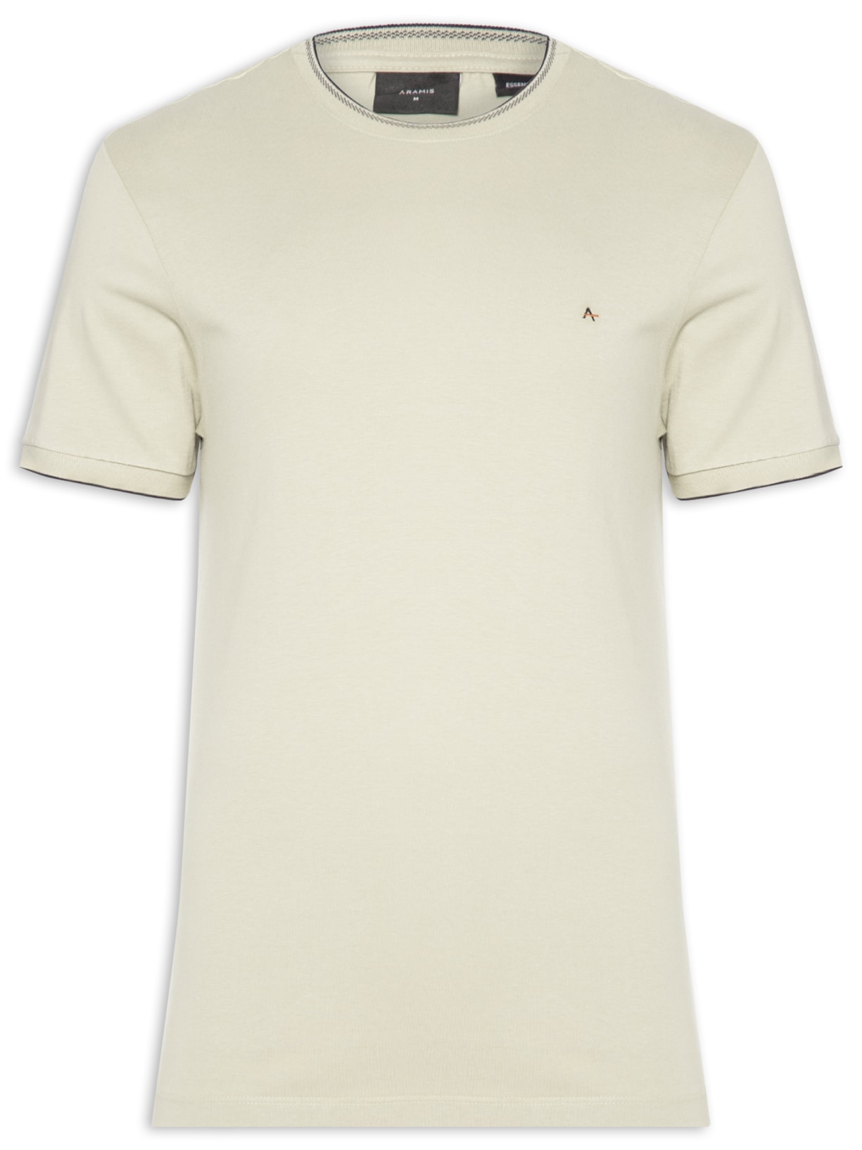 Camiseta Masculina Básica Friso Na Gola - Bege