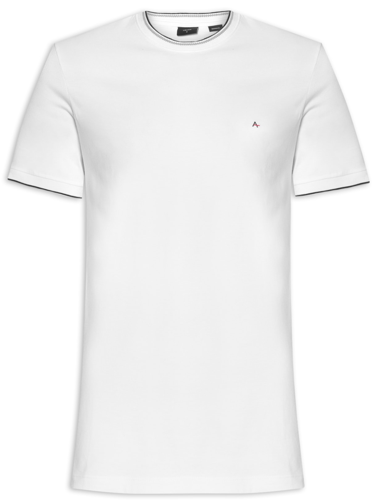Camiseta Masculina Básica Friso na Gola - Branco