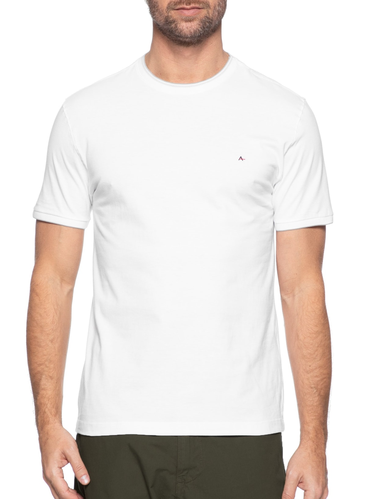 Camiseta Masculina Básica Friso Na Gola (PA) Branco Aramis