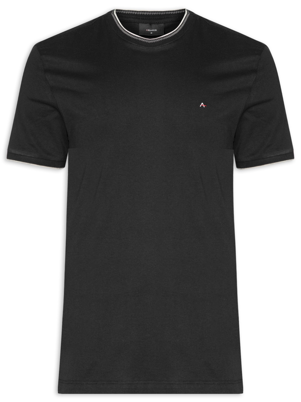 Camiseta Masculina Básica Friso Na Gola - Preto