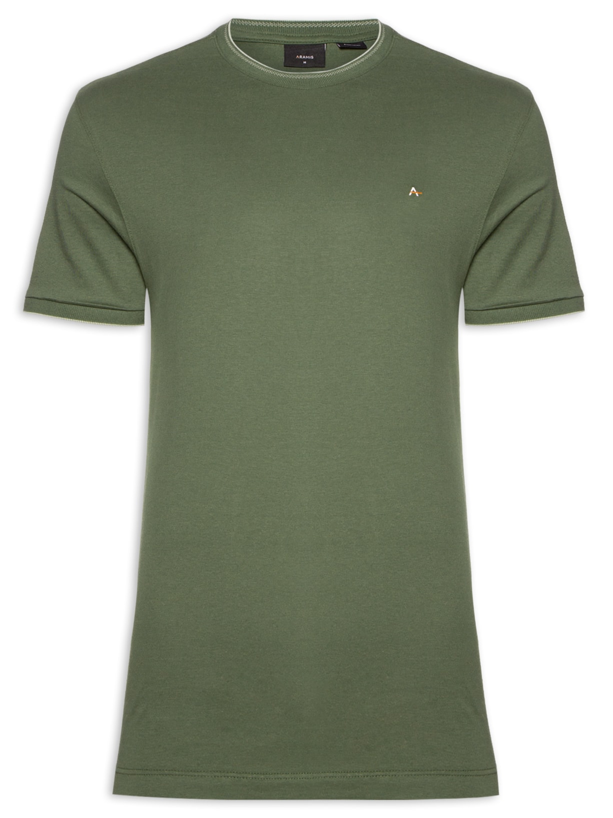 Camiseta Masculina Básica Friso Na Gola - Verde