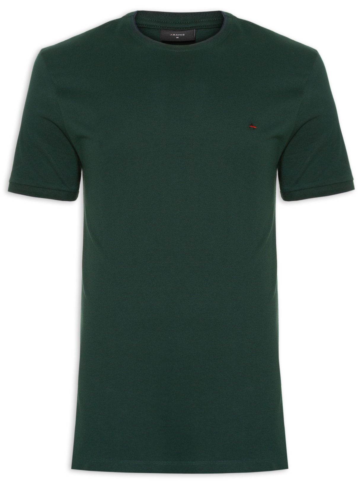 Camiseta Masculina Básica Friso na Gola - Verde