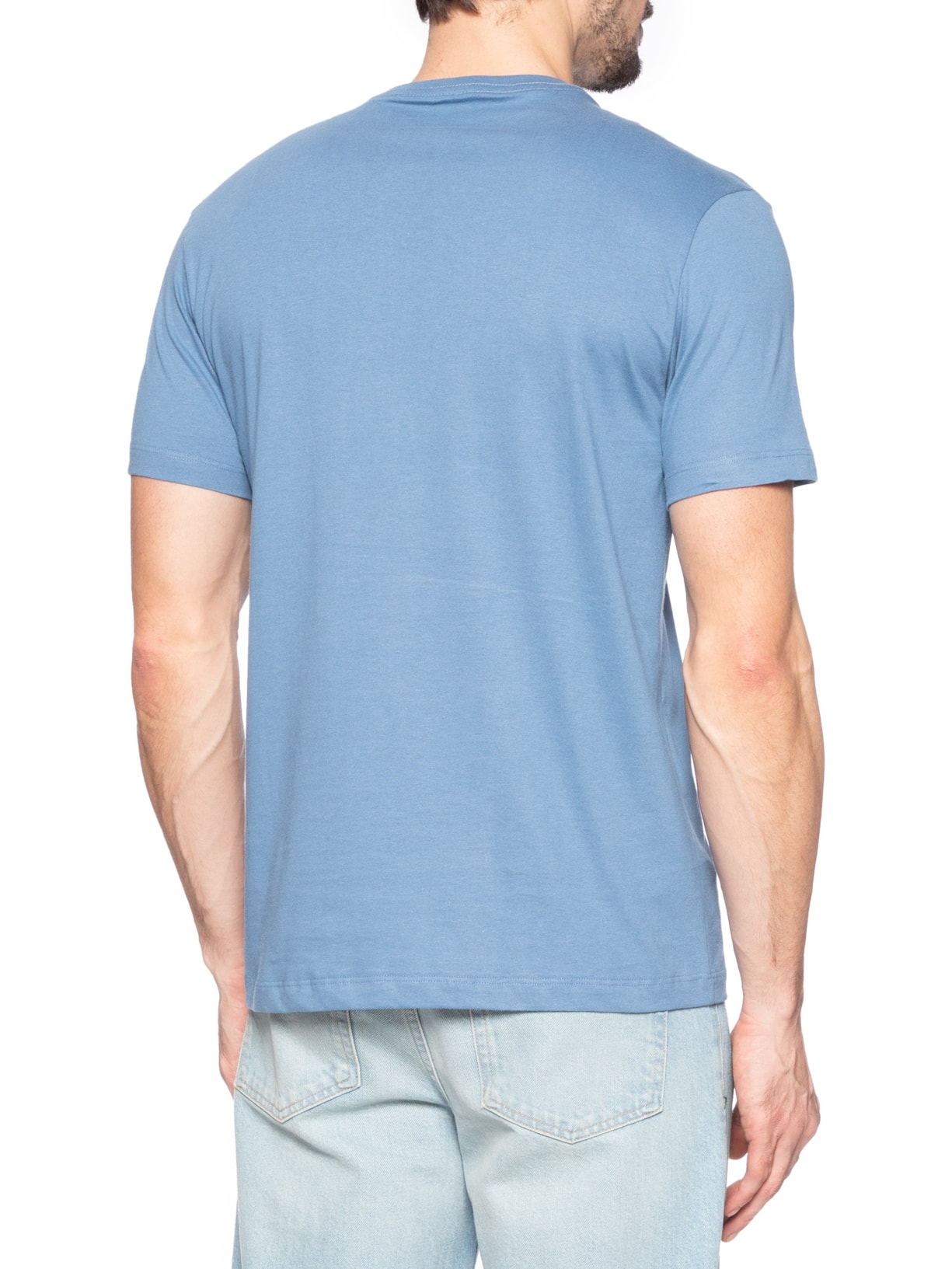 Camiseta Masculina Básica Gola Careca Azul Aramis