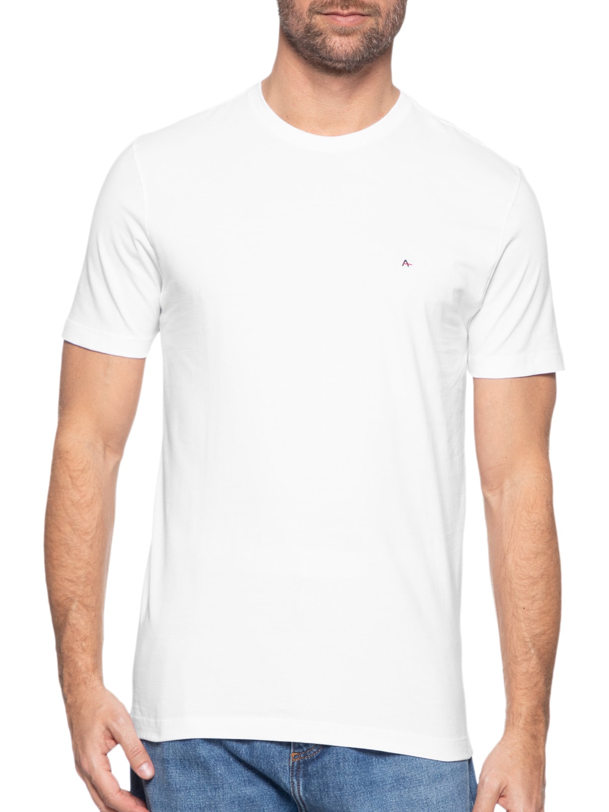 Camiseta Masculina Básica Gola Careca Branco Aramis