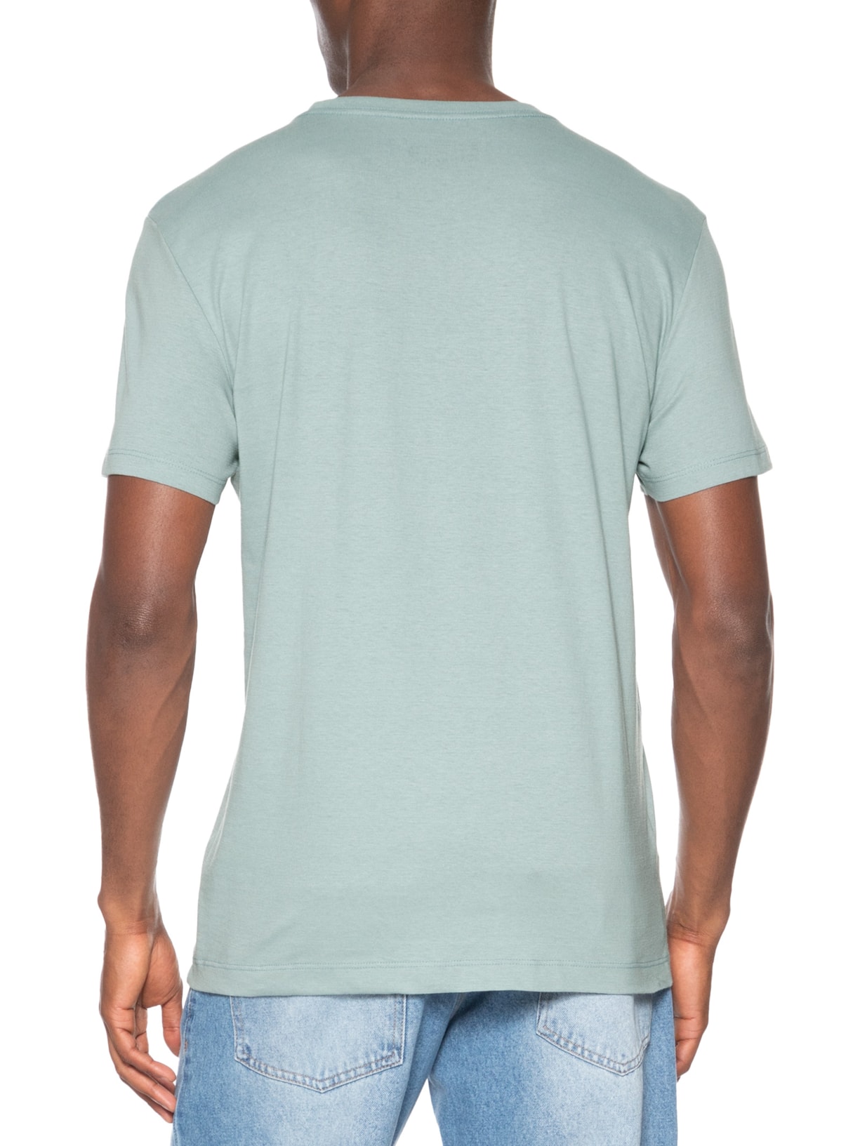 Camiseta Masculina Básica Gola Careca Em Algodão Azul Sergio K