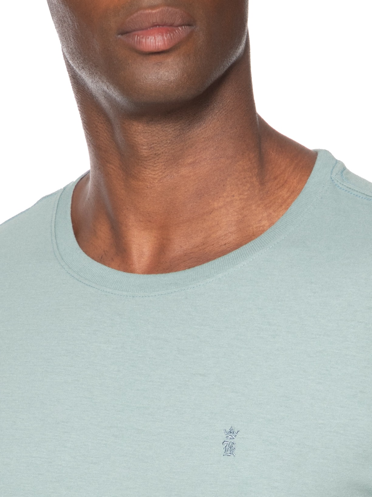 Camiseta Masculina Básica Gola Careca Em Algodão Azul Sergio K