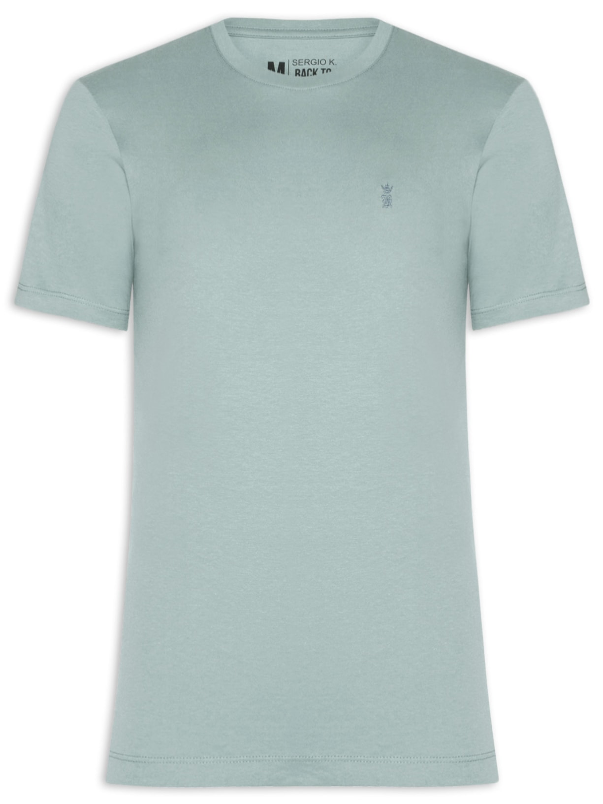 Camiseta Masculina Básica Gola Careca Em Algodão Azul Sergio K