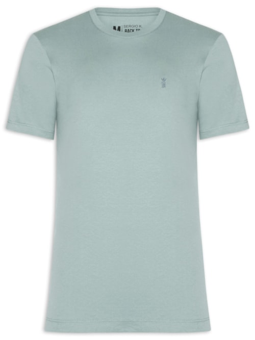 Camiseta Masculina Básica Gola Careca Em Algodão - Azul