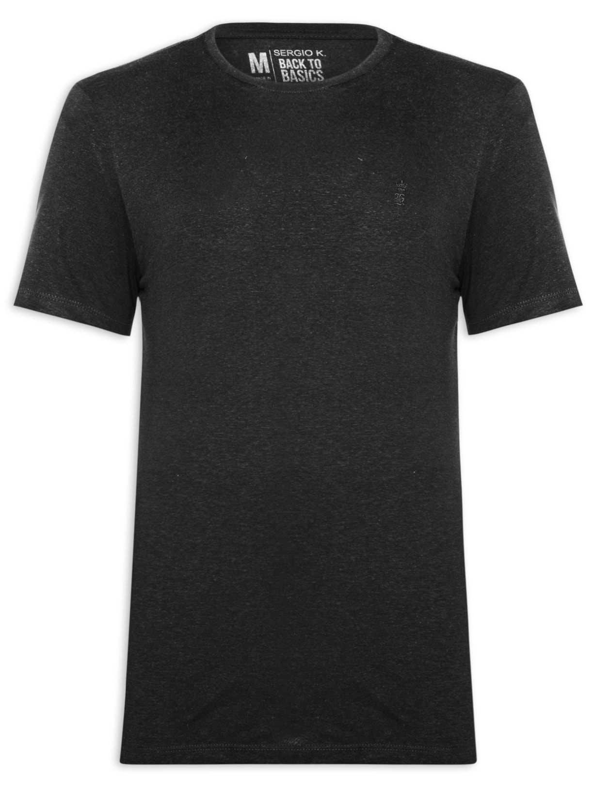 Camiseta Masculina Básica Gola Careca Linho - Preto