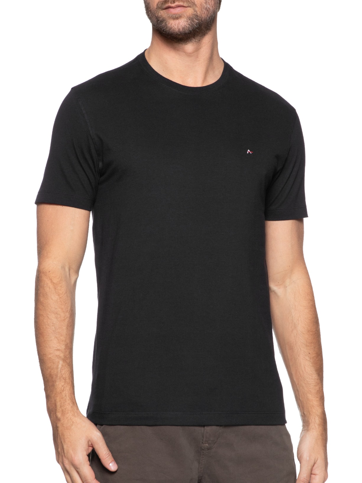 Camiseta Masculina Básica Gola Careca Preto Aramis