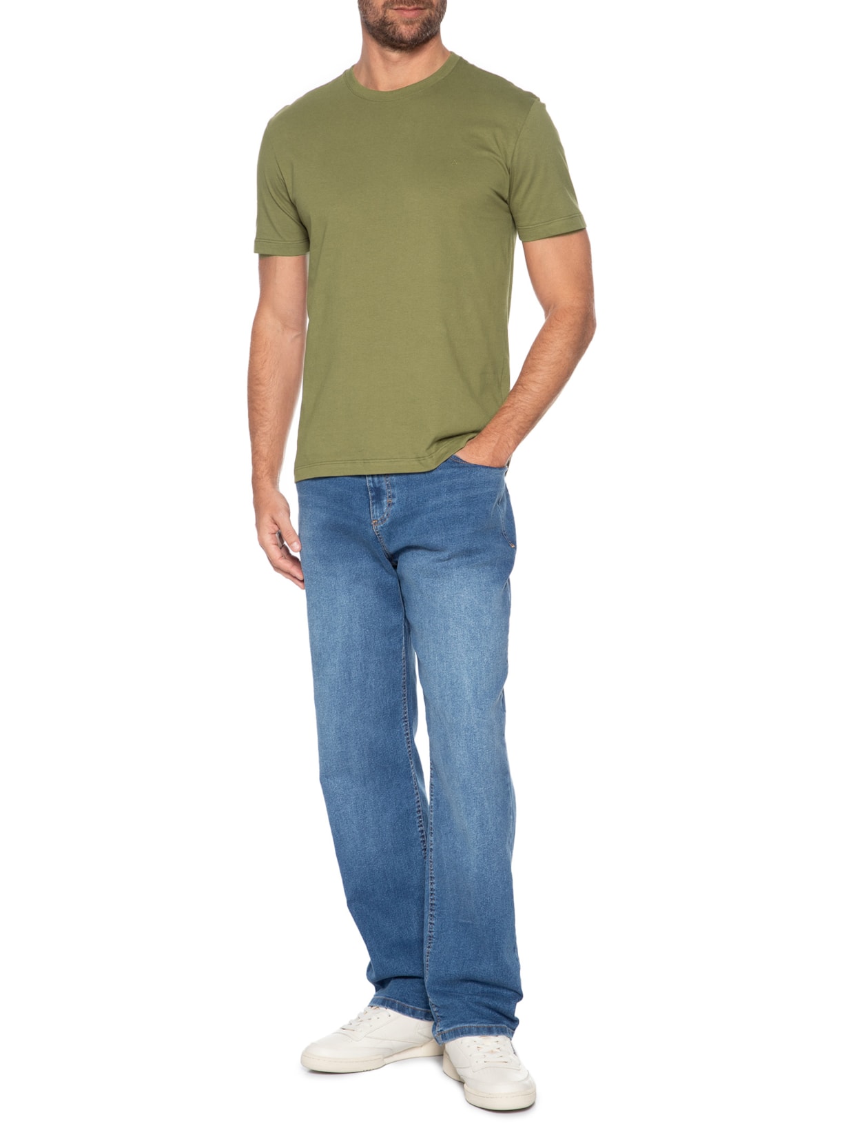 Camiseta Masculina Básica Gola Careca Verde Aramis