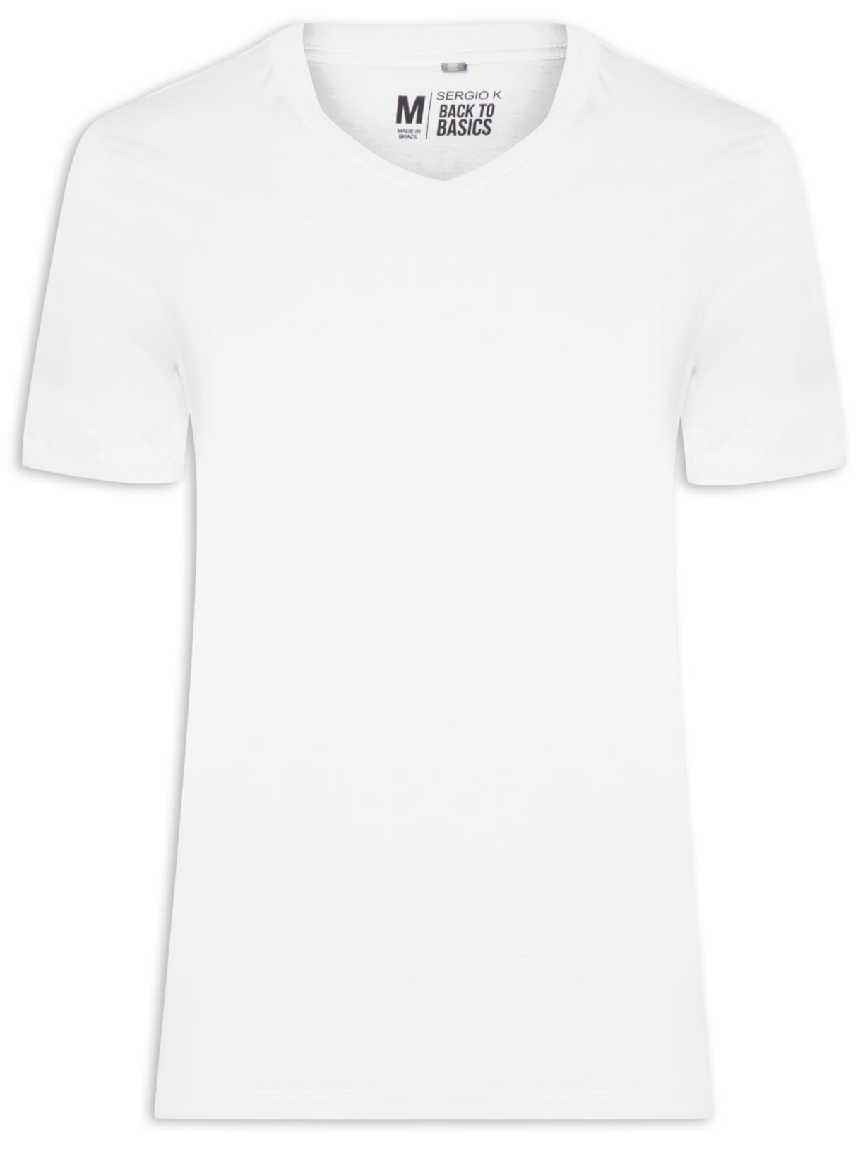 Camiseta Masculina Básica Gola V - Branco