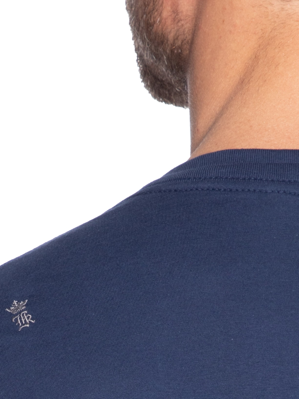 Camiseta Masculina Básica Gola V Em Algodão Azul Sergio K