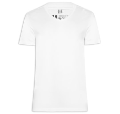 Camiseta Masculina Básica Gola V Em Algodão - Branco