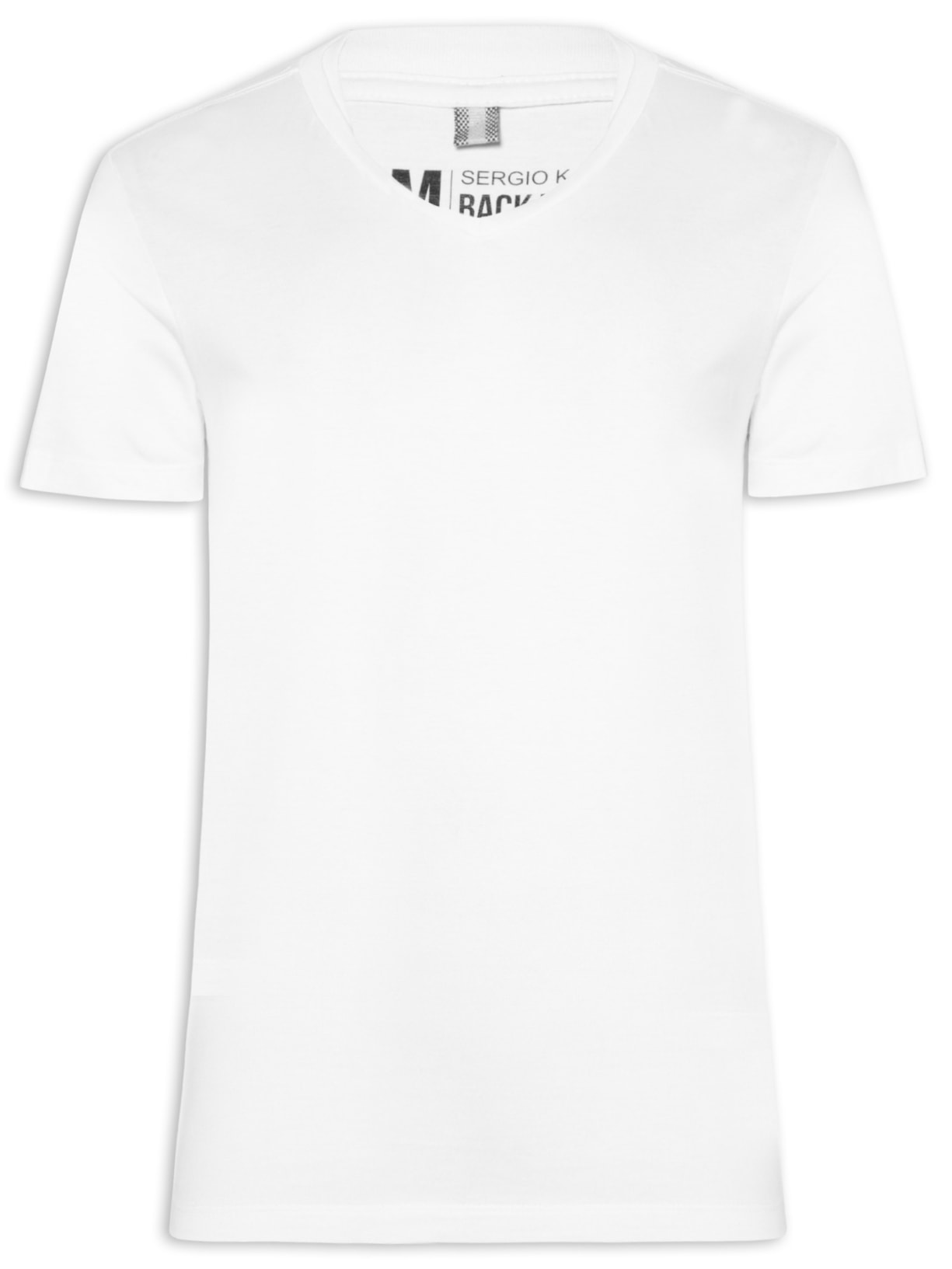 Camiseta Masculina Básica Gola V Em Algodão - Branco