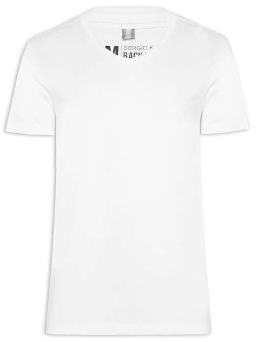 Camiseta Masculina Básica Gola V Em Algodão - Branco